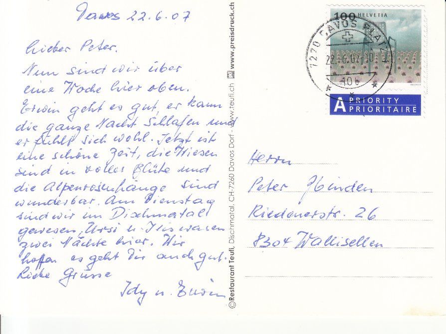Cartoline postali: Dischma 2007 – Usato da Bürglen TG venduto da StampGraf 1