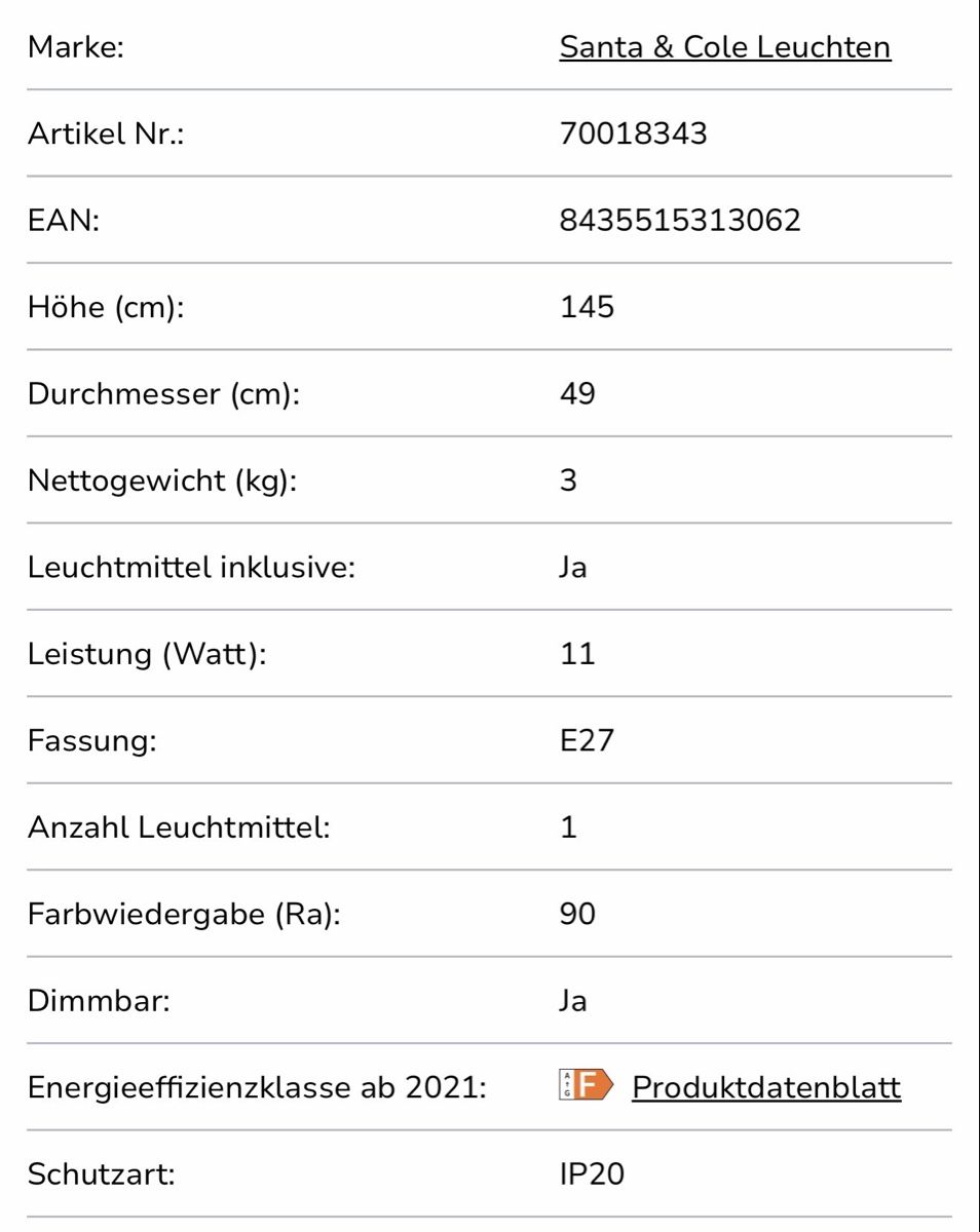 Santa & Cole Lampade: FAD Stehleuchte Weiss/Eiche - Santa & Cole – Nuovo (secondo la descrizione) da Bern venduto da Saeim 2