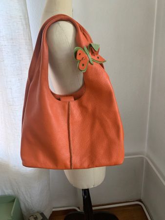 Damen Handtasche Leder Orange von Maak Italy