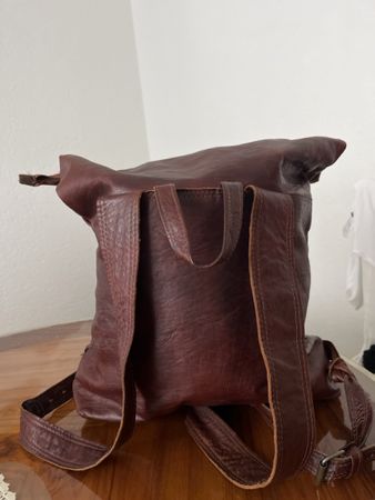 Rucksack Echte Leder braun gebrauchter Top Von Nicht Raucher