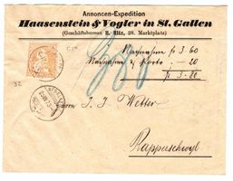 1862 -Sitzende Helvetia 32 auf Brief 1872