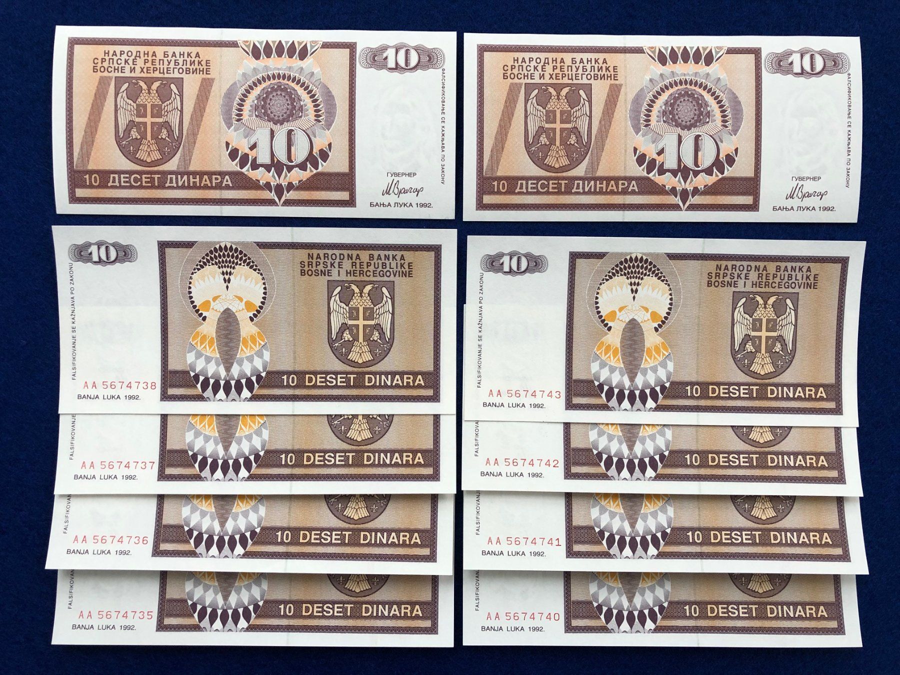 Banconote: Banja Luka 1992 - 10x10 Dinar UNC – Nuovo (secondo la descrizione) da Pfäffikon SZ venduto da Sieben77 1