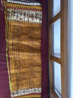 Vintage Sari-Stoff, gelb-braun, gemustert – Top Zustand!