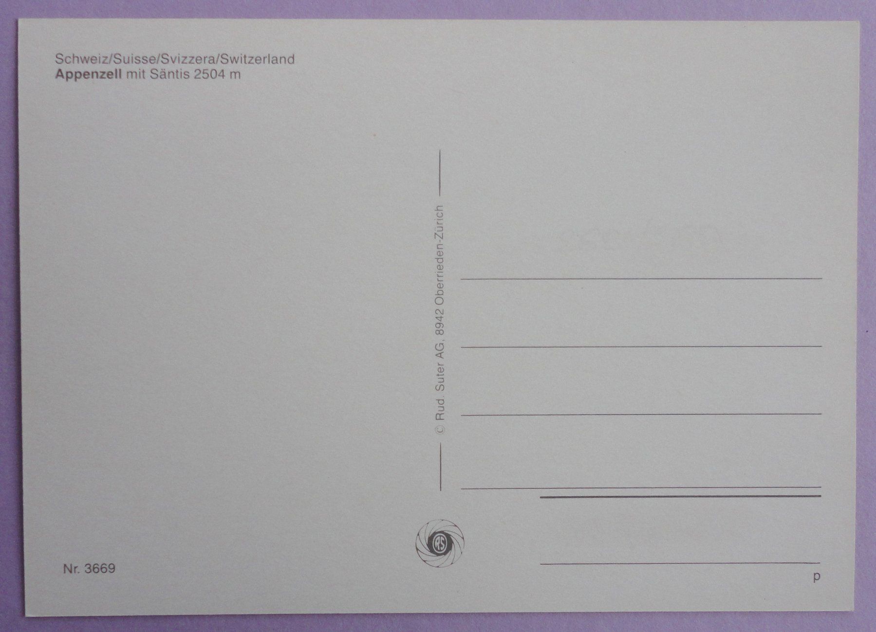 Cartoline postali: Appenzell mit Säntis 2504 m – Usato da Fétigny venduto da Billy2miny 1