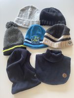 Set von 7 Wintermützen und Kragen blau grau gebraucht
