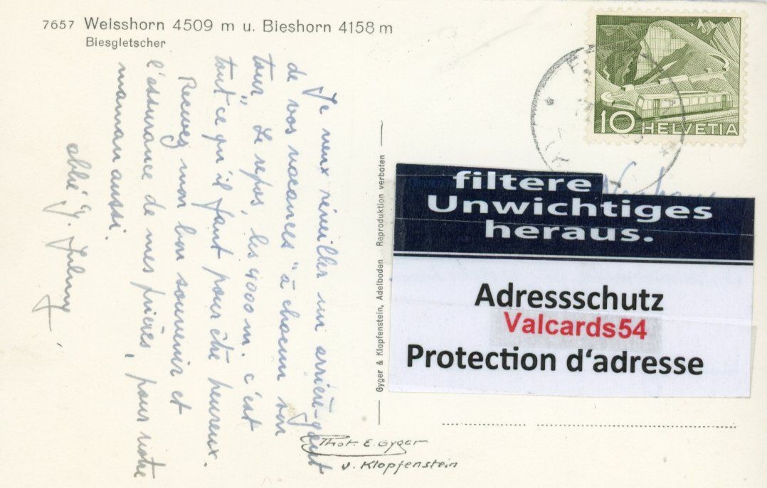 Cartoline postali: Randa   VS   mit Biescletscher und Bieshorn    um 1960 – Usato da Brig venduto da Valcards54 1