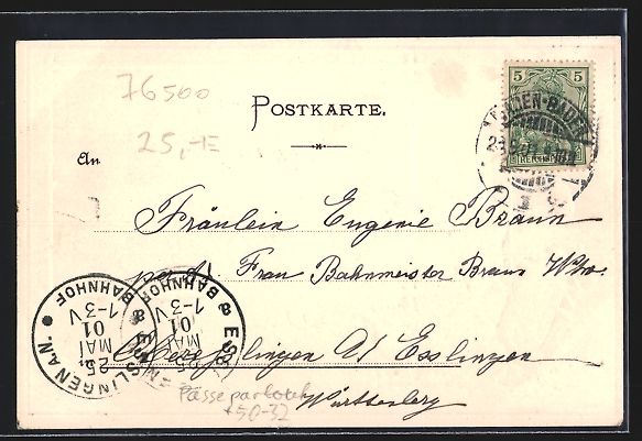 Cartoline postali: Passepartout-Lithographie Baden-Baden, C – Usato da Berlin venduto da bartko-reher 1