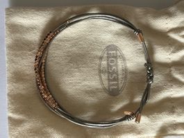 Mehrreihiges Armband in Grau & Roségold von Fossil