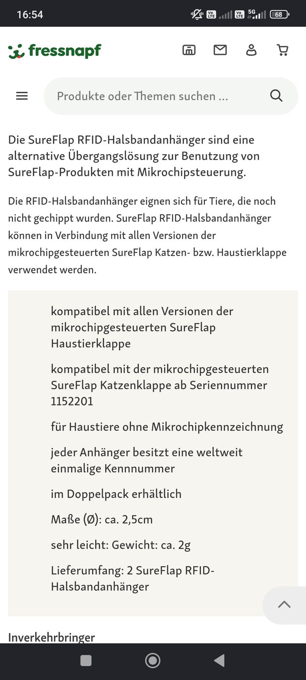 Gattaiole: SureFlap RFID Anhänger, neu – Nuovo e nell'imballaggio originale da Winterthur venduto da sh5_2wlr 1