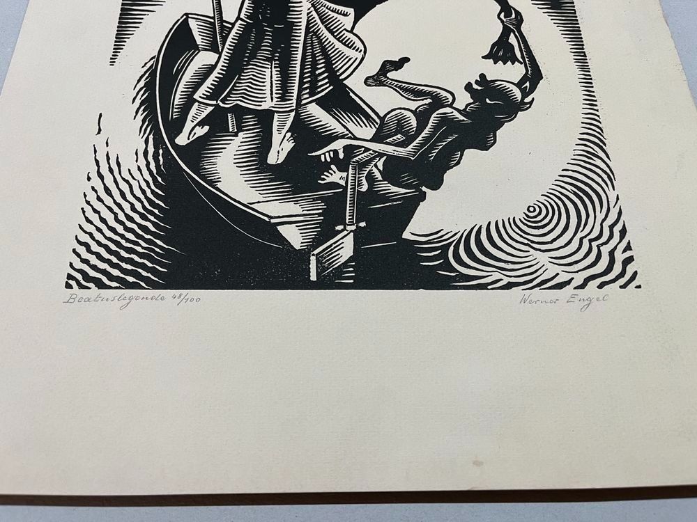 Xilografie: WERNER ENGEL HOLZSCHNITT SIGNIERT NUMMERIERT – Usato da Gersau venduto da grafik-kunst 4