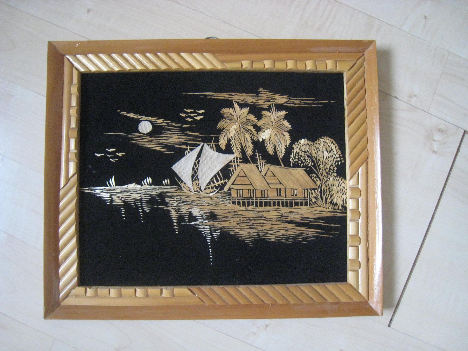 Foto & Immagini: Bild Asiatische Kunst  Stroh-Bild  29 x 24 cm – Usato da Dättlikon venduto da Mamakuga