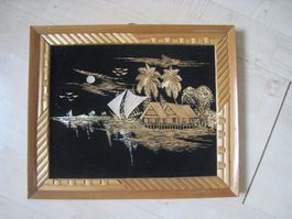 Bild Asiatische Kunst  Stroh-Bild  29 x 24 cm