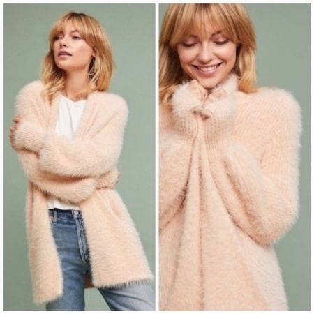 Kuschelige Strickjacke, Grösse S, rosa, Anthropologie