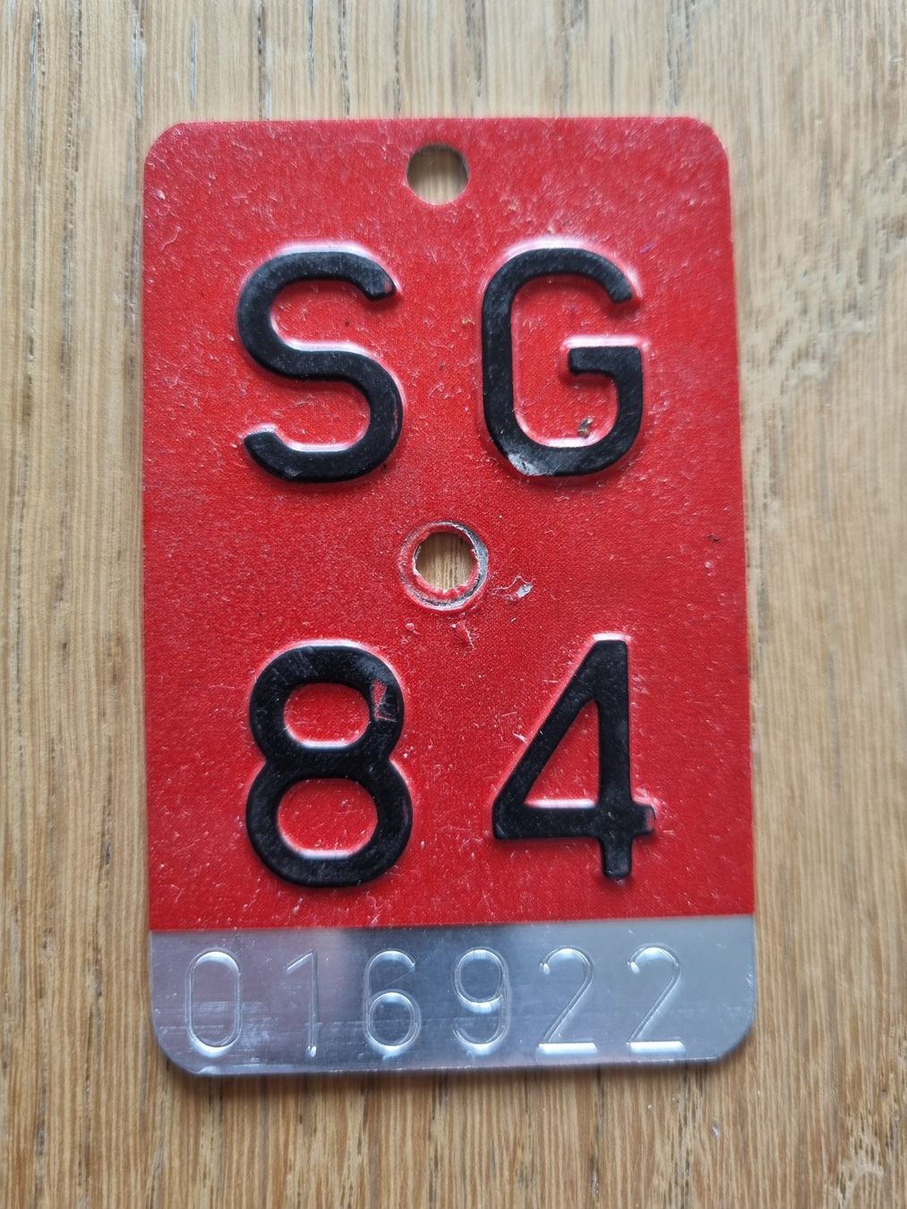 Schilder: Velonummer SG 84 (Geburtstagsgeschenk) – Gebraucht aus Bözberg von heinz-d