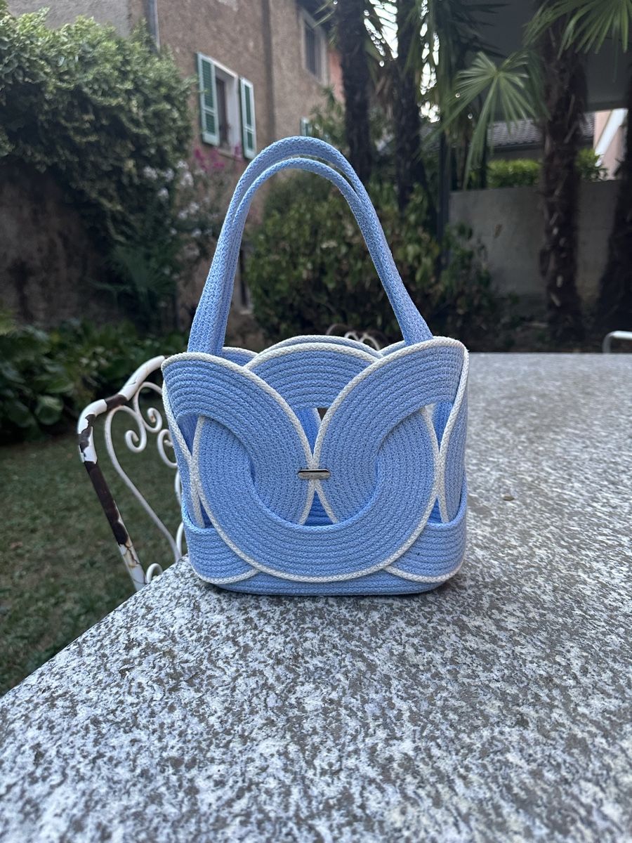 Borse da donna: Borsa piccola blu con corda bianca nuova – Nuovo e nell'imballaggio originale da Lugano venduto da Nicky-made9 1
