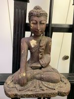 Buddha Figur Holz mit Blattgold 32 cm guter Zustand