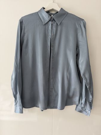 Silk blue blouse shirt