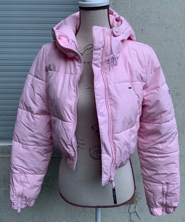 Splendide mini doudoune rose TOMMY HILFIGER JEANS courte tXS