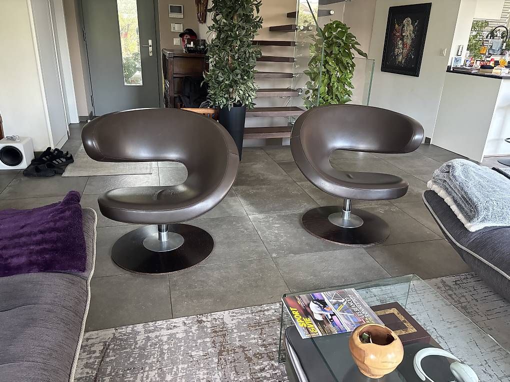 Poltrone: Fauteuil design cuir brun  – Nuovo e nell'imballaggio originale da Vessy venduto da dolphintower 2