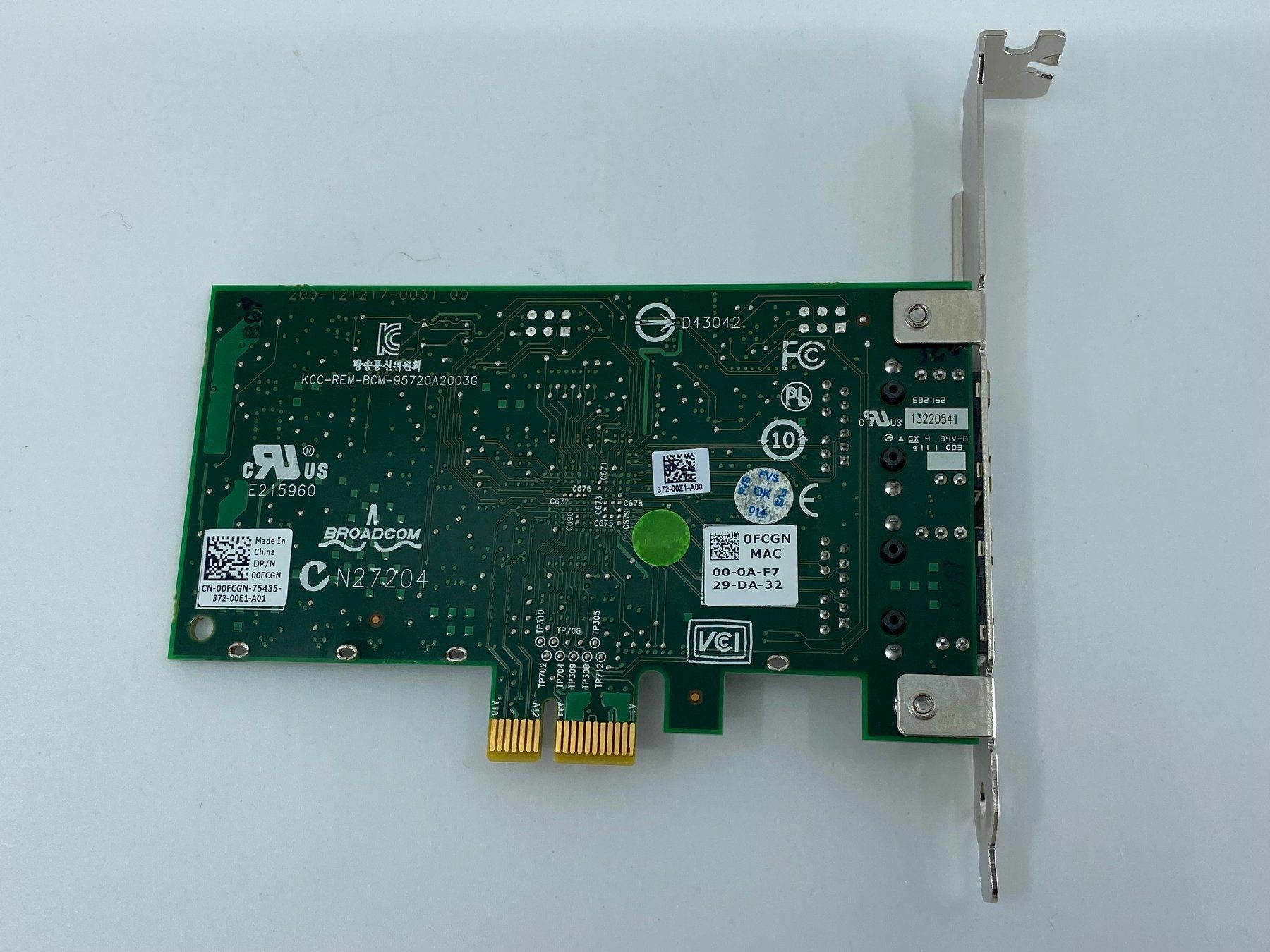 Dell Unità & Adattatore: DELL 00FCGN BroadCom BCM95720A2003G - 2x GbE Port PCIe – Usato da Langwiesen venduto da Restposten-24 3