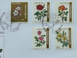 🤸🌹 Pro Juventute Satz 2002: Weihnacht + Rosen Nr.364 - 368