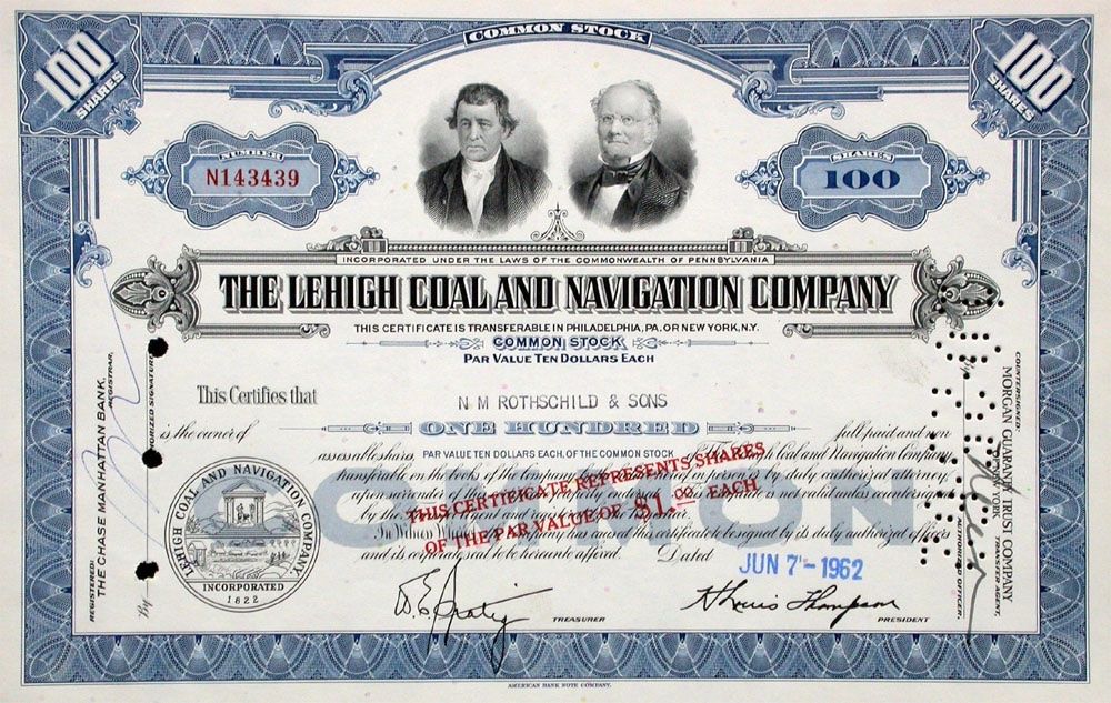 Documenti: Lehigh Coal and Navigation Company - 1961 – Usato da Solothurn venduto da Sgasche