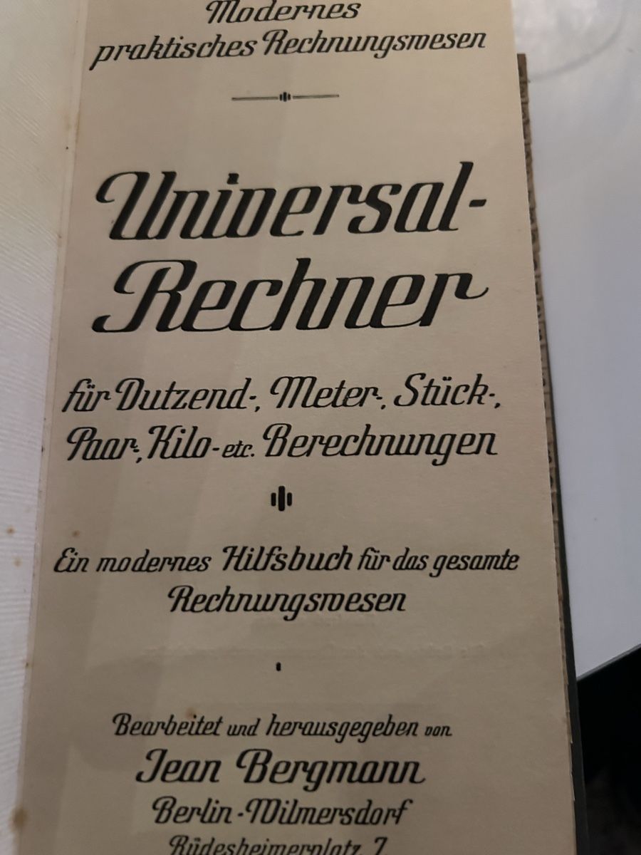 Libri: Universal Rechner Jean Bergmann 1917 – Usato da Altdorf UR venduto da tho_b9hw 1