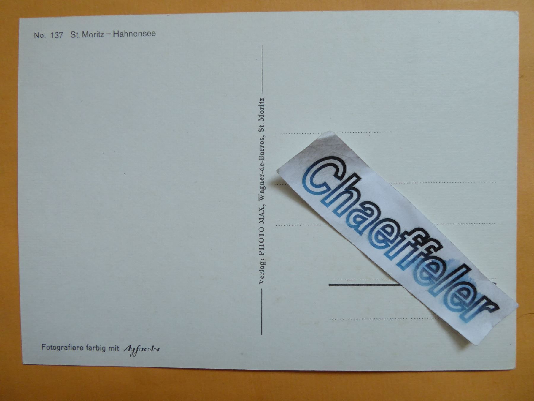 Cartoline postali: Nr. 137  St. Moritz - Hahnensee – Nuovo (secondo la descrizione) da Zürich venduto da Chaeffeler 1