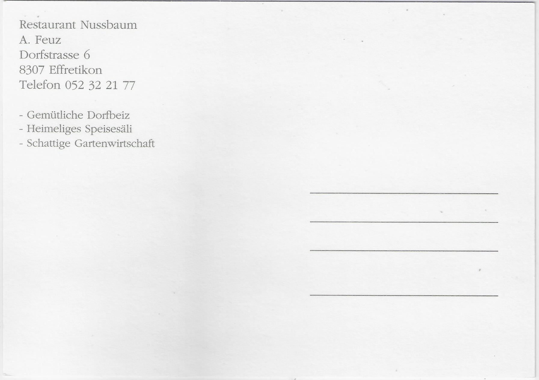 Cartoline postali: Effretikon - Restaurant Nussbaum – Usato da Ettingen venduto da Kartenplanet 1