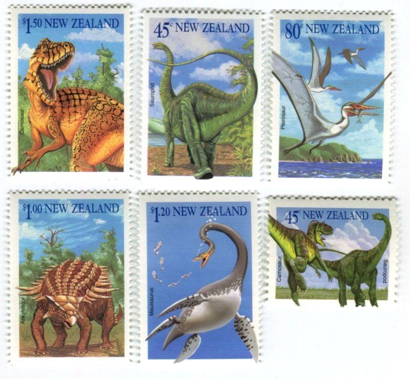 Tutti i francobolli: Briefmarken "Dinosaurier". Neuseeland – Nuovo e nell'imballaggio originale da Basel venduto da Butsch5
