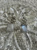 Elegante wellige Mondsteinohrringe, Silber 925