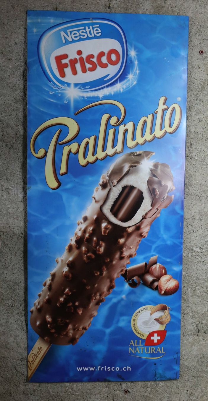 Insegne: Blechschild "Pralinato von Frisco" – Usato da Birrwil venduto da brandschatz_birrwil