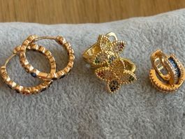 Luxus Elegante Ohrstecker Ohrschmuck  Farbe: Gold Zirkonia