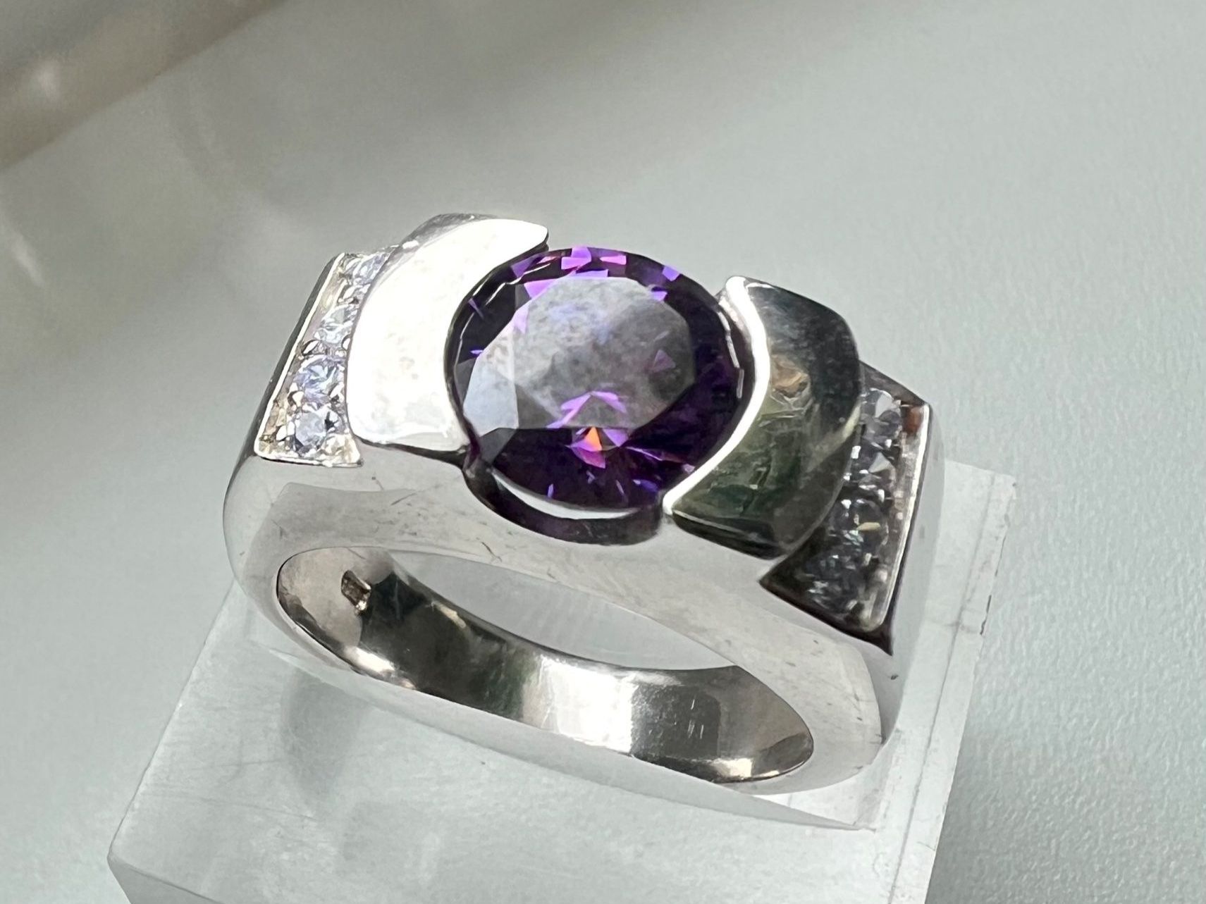 Anelli: Statementring Silber 925 mit grossem Ametrin und Zirkonia – Usato da Ruswil venduto da artbyhand
