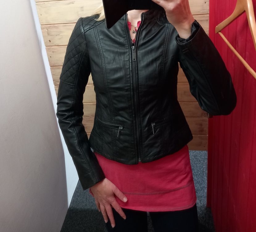 Damenbekleidung Lederjacke Schwarz Esprit Damen Lederjacke Im