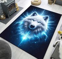 Teppich mit Wolf Kopf(115 x 155 cm)
