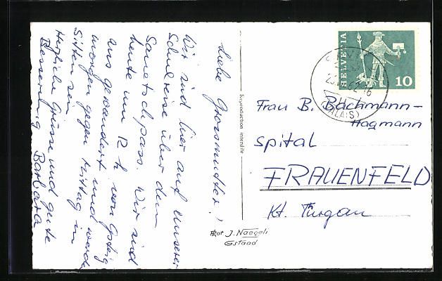 Cartoline postali: Gsteig, Ortspartie mit Kirche und Oldenh – Usato da Berlin venduto da bartko-reher 1