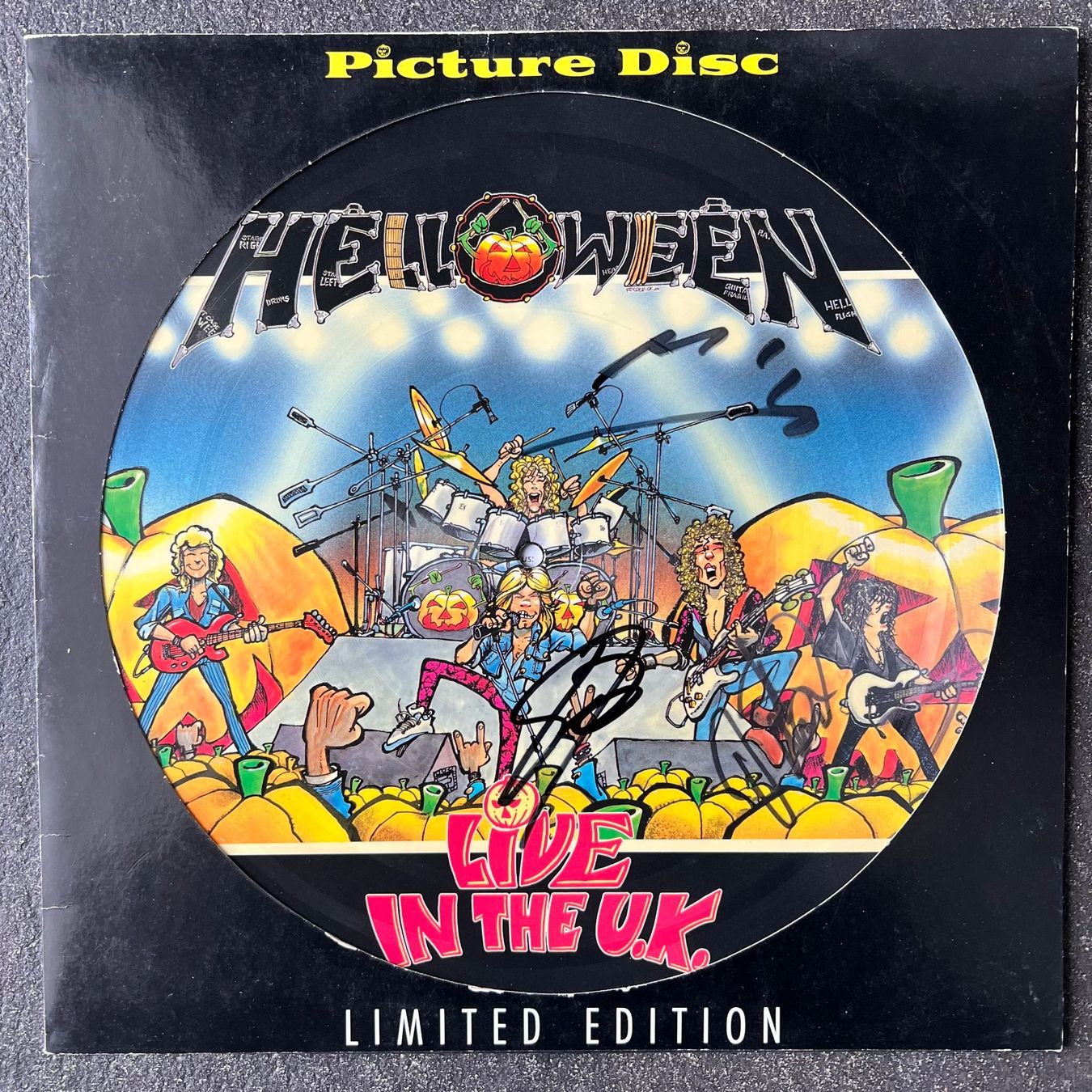 Dischi in vinile: HELLOWEEN original Autogramm Picture Disc "Live in the UK" – Usato da Guntershausen venduto da sign4me 2