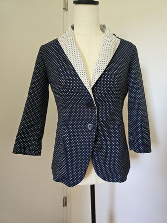 Paolo Casalini Blazer Gr. S – Dunkelblau Weiß Punktemuster 
