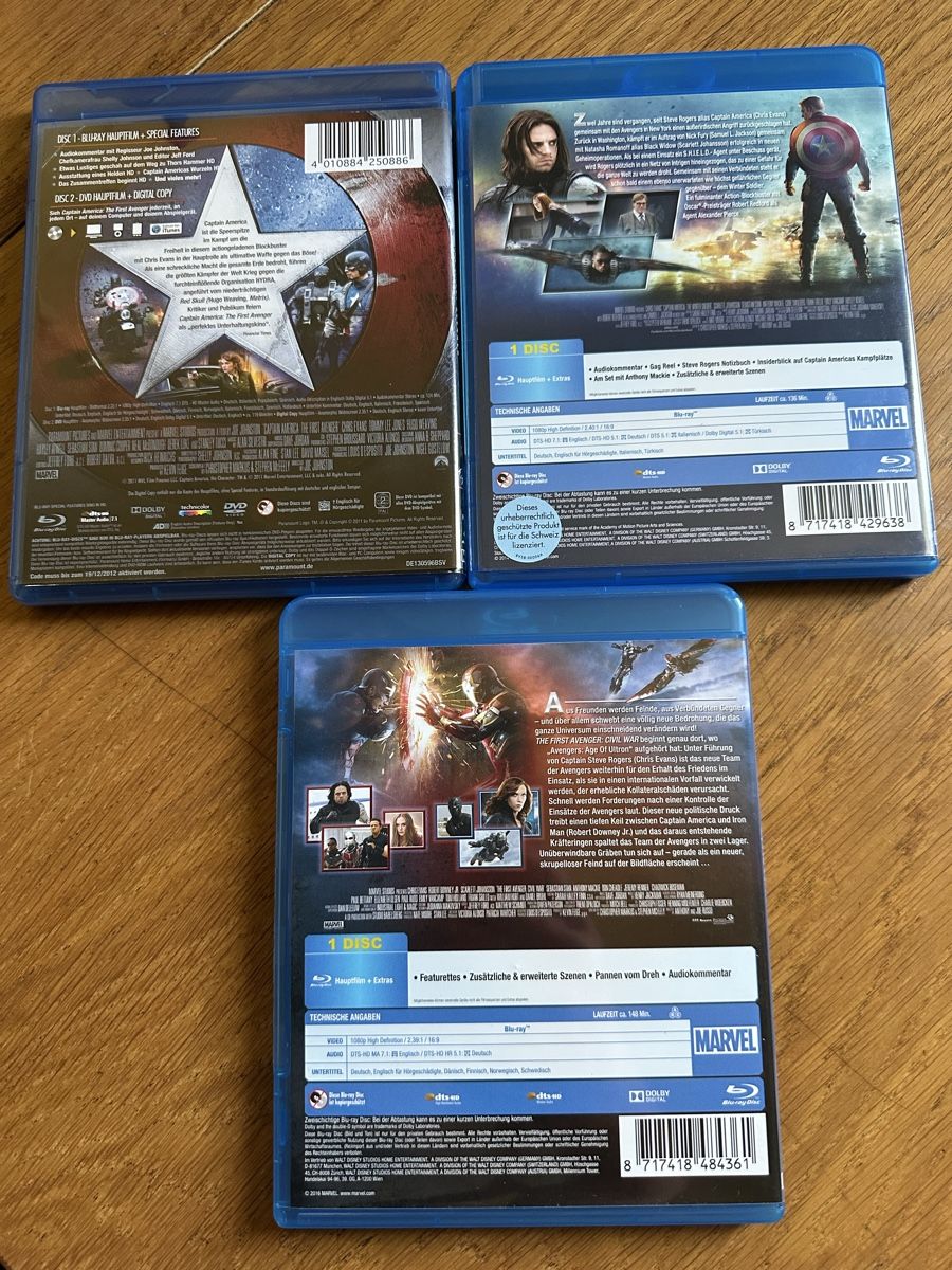Tutti i DVDs: The First Avenger 1-3 Bluray – Usato da Benken ZH venduto da Audi-erich 1