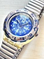 Swatch Scuba Uhr Stahlband blau Zifferblatt gebraucht