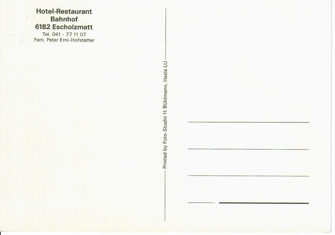 Cartoline postali: Hotel - Restaurant Bahnhof Escholzmatt – Usato da Hochdorf venduto da Ziegel-16 1