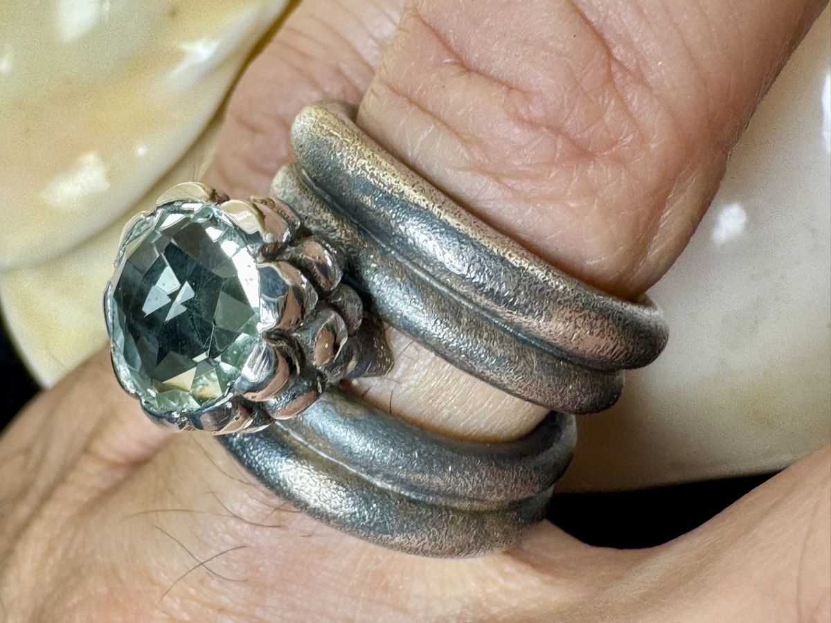 Anelli: Echter Prasiolit - Designer-Silberring  – Nuovo e nell'imballaggio originale da Jona venduto da Herzschmiede 2