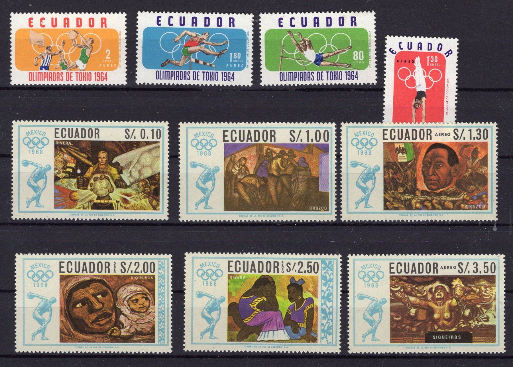 Tutti i francobolli: R1431  /  EQUATEUR J.O. 1964 / 1968 – Usato da Ste-Croix venduto da MONT-TAGNAC