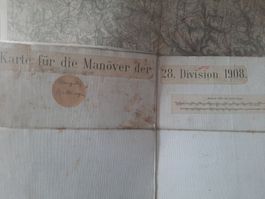 Landkarte für die Manöver der 28. Division 1908