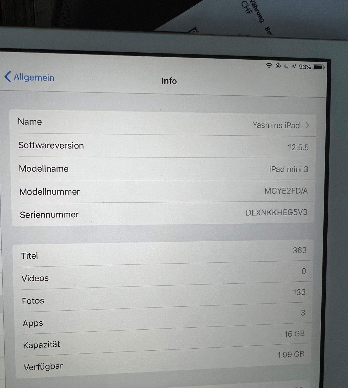 Apple Tablet PC: Mini iPad 3 – Gebraucht aus Schaan von mugerle 2