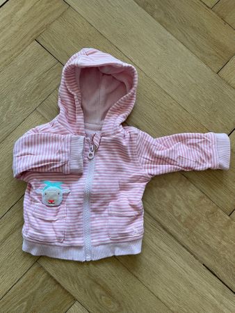 Warmes Baby-Sweatshirt mit Kapuze, rosa gestreift, Grösse 56