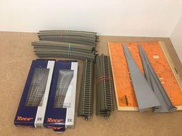 Konvolut Roco H0 C-Gleis gebogen und gerade mit 2 Weichen