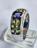 Ring Silber mit Iolith und Peridot Grösse 55