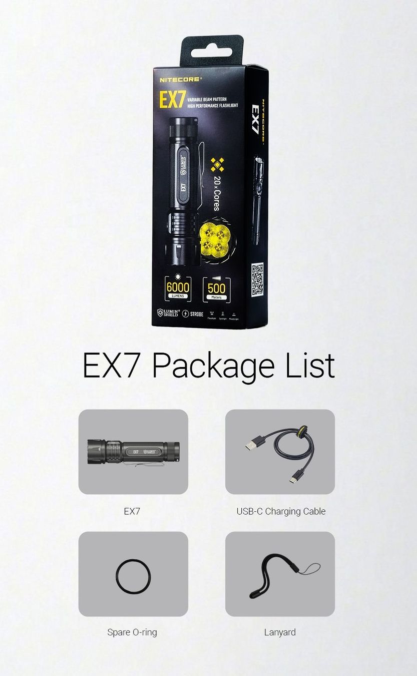 NiteCore Lampen: NITECORE EX7 - Explorer-Taschenlampe mit bis zu 6000 Lumen – Neu und originalverpackt aus Grüningen von Prolumin 9